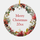 小さな女の子と馬の農場の素朴クリスマス セラミックオーナメント (裏面)