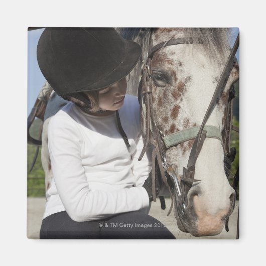 小さな女の子と馬 マグネット (正面)