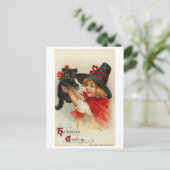 小さな女の子と黒子猫 シーズンポストカード (スタンド正面)