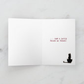 小さな女の子と黒猫ヴィンテージハロウィンカード カード (内部)