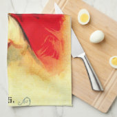 小さな女の子と黒猫 キッチンタオル (四つ折り)