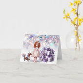 小さな女の子のきらきら光る魔法誕生日カード カード (黄色い花)