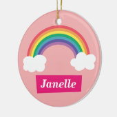 小さな女の子のためのカラフルな虹そして雲、 セラミックオーナメント (左)