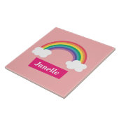 小さな女の子のためのカラフルな虹そして雲、 タイル (側面)