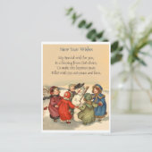 小さな女の子のまわりに雪だるまの新年，ヴィンテージ ポストカード (スタンド正面)