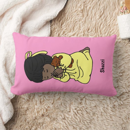 小さな女の子のカスタムな祈りの言葉の枕: アフリカ系アメリカ人 ランバークッション (ブランケット)