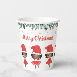 小さな女の子のクリスマスサンタ帽子バレリーナ 紙コップ