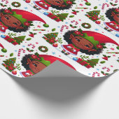 小さな女の子のクリスマス応援 ラッピングペーパー (角)