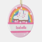 小さな女の子のスケート選手の虹および星のオーナメント セラミックオーナメント (右)