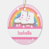 小さな女の子のスケート選手の虹および星のオーナメント セラミックオーナメント (左)