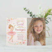 小さな女の子のピンクのダンスパーティーカードを編集可能 招待状 (スタンド正面)