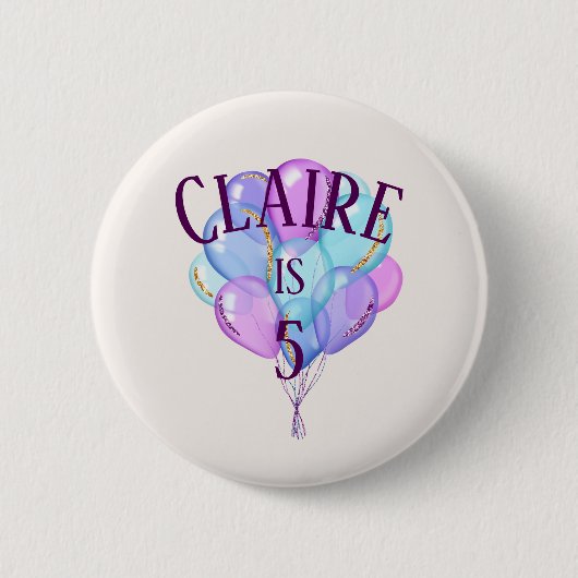 小さな女の子のプリンセスの誕生日の気球 缶バッジ (正面)