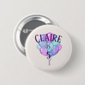 小さな女の子のプリンセスの誕生日の気球 缶バッジ (正面&裏面)