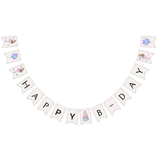 小さな女の子のプリンセスの誕生日 バンティングフラッグ (全)