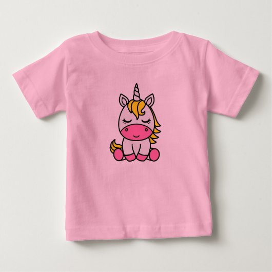 小さな女の子のユニコーンポニー ベビーTシャツ (正面)