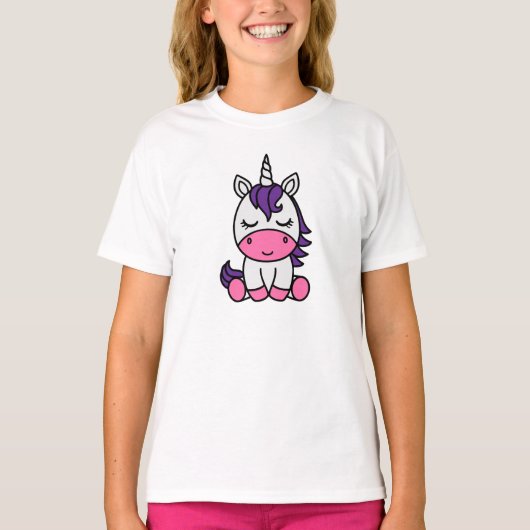 小さな女の子のユニコーンポニー Tシャツ (正面)