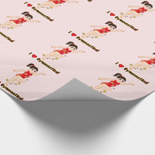 小さな女の子の体育専門家: 私は体操を愛します ラッピングペーパー (角)