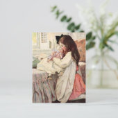 小さな女の子の抱き人形 ポストカード (スタンド正面)