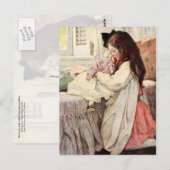 小さな女の子の抱き人形 ポストカード (正面/裏面)