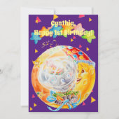 小さな女の子の最初の誕生日のあいさつパーソナライズされたつ サンキューカード (正面)