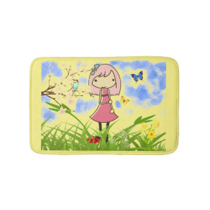 小さな女の子の生気に満ちた子供のバス・マット バスマット