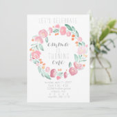 小さな女の子の第1誕生日のピンクの花の招待状 招待状 (スタンド正面)