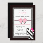 小さな女の子の第4誕生日 招待状 (正面/裏面)