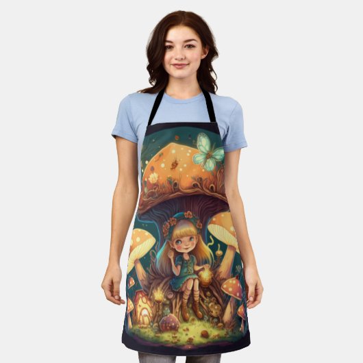 小さな女の子の葉 エプロン (着用した状態)