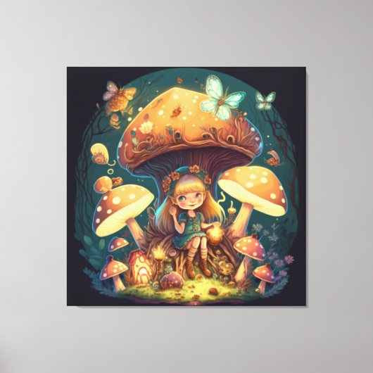 小さな女の子の葉 キャンバスプリント (正面)