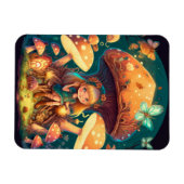 小さな女の子の葉 マグネット (横)