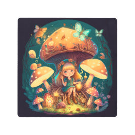 小さな女の子の葉 メタルプリント