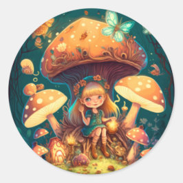 小さな女の子の葉 ラウンドシール