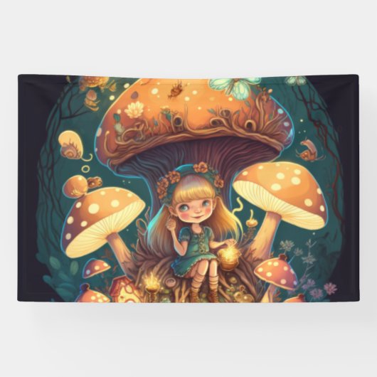 小さな女の子の葉 横断幕 (横)