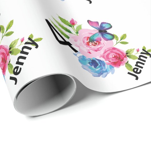 小さな女の子の誕生日名前をカスタムすると年齢ギフト ラッピングペーパー (ロールコーナー)