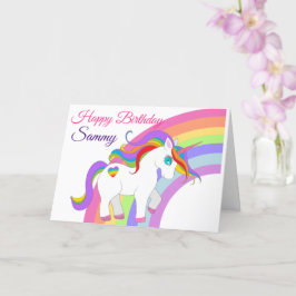 小さな女の子の誕生日Unicornパーソナライズ名 カード