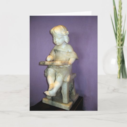 小さな女の子の読書 サンキューカード (正面)