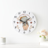 小さな女の子の象のカスタマイズ時計 ラージ壁時計 (ホーム)