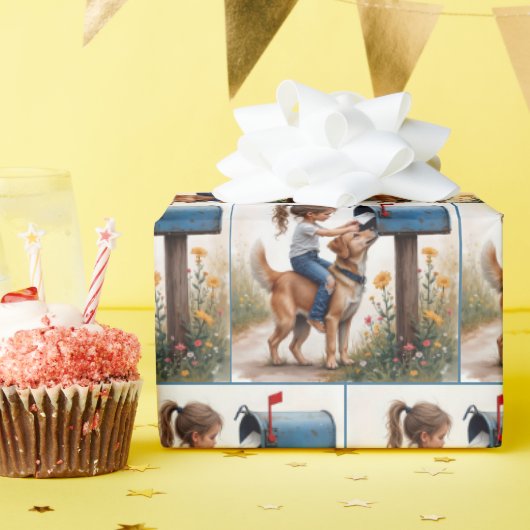 小さな女の子の郵送 ラッピングペーパー (誕生日パーティー)