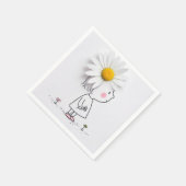 小さな女の子の頭に白いデイジーが スタンダードカクテルナプキン (角)
