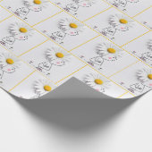 小さな女の子の頭に白いデイジーが ラッピングペーパー (角)