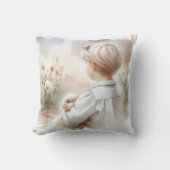 小さな女の子の飼い犬 クッション (正面)