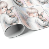 小さな女の子の飼い犬 ラッピングペーパー (ロールコーナー)