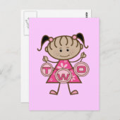 小さな女の子の2歳の誕生日Tシャツとプレゼント ポストカード (正面/裏面)