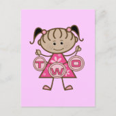 小さな女の子の2歳の誕生日Tシャツとプレゼント ポストカード (正面)