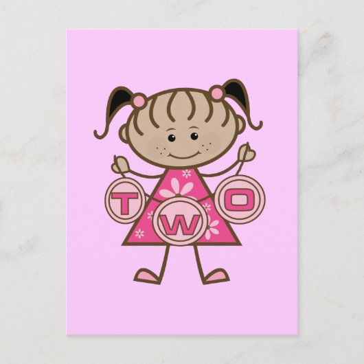 小さな女の子の2歳の誕生日Tシャツとプレゼント ポストカード (正面)