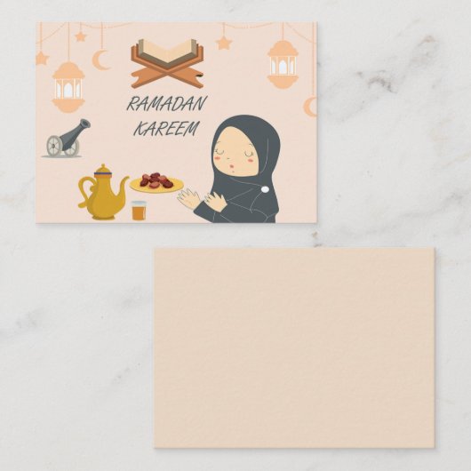 小さな女の子はラマ祈ダングリーティングカード ノートカード (正面/裏面)