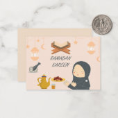 小さな女の子はラマ祈ダングリーティングカード ノートカード (正面/裏面インサイチュ)