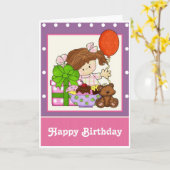 小さな女の子アイスカスタマイズ誕生日カード1 カード (黄色い花)