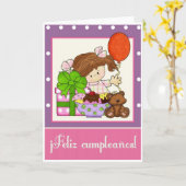 小さな女の子アイススペインの誕生日カード1 カード (黄色い花)