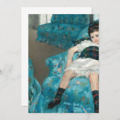 小さな女の子インアブルーアームチェア – Mary Cassatt 招待状 (正面/裏面)